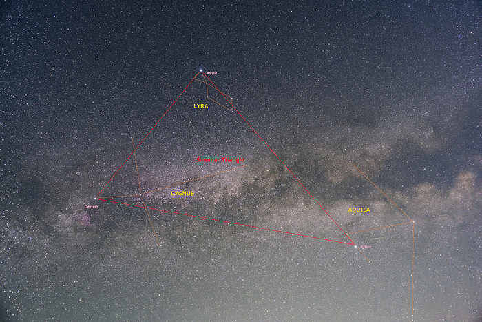 Astrophotography Summer Triangle Great Triangle in Summer Location: Ohnari Tomb, Mato, Kyotango City, Kyoto Prefecture, Japan 