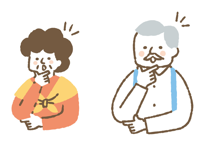 Grandfather and grandmother convinced of something_Color