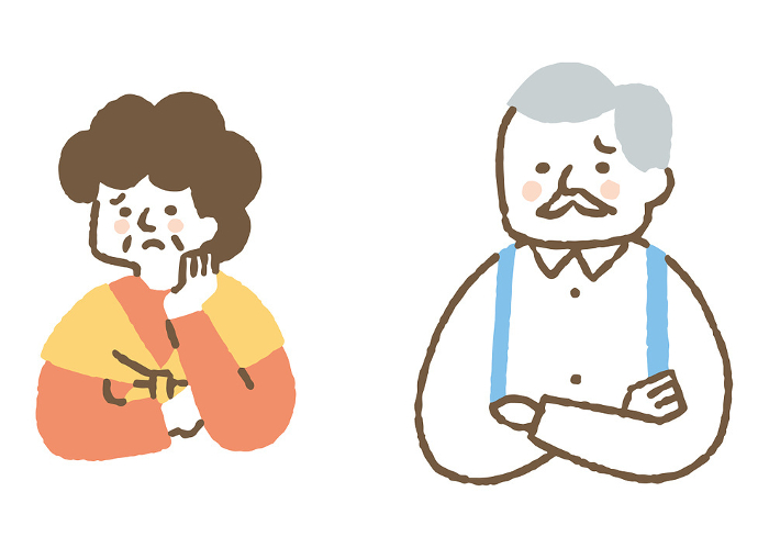 Grandfather and grandmother confused about something_Color