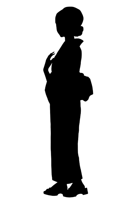 Clip art of standing woman in kimono