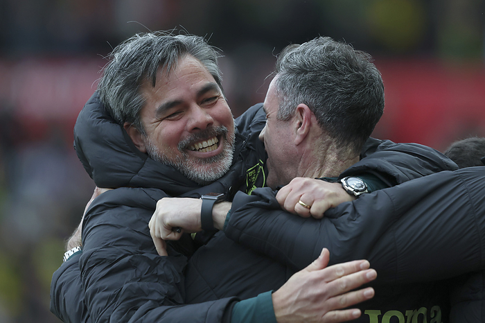Stoke City v Norwich City   Sky Bet Championship  David Wagner Manager of Norwich City celebrates after the Sky Bet Championship match between Stoke City and Norwich City at Bet365 Stadium on March 16, 2024 in Stoke on Trent, United Kingdom.   WARNING  This Photograph May Only Be Used For Newspaper And Or Magazine Editorial Purposes. May Not Be Used For Publications Involving 1 player, 1 Club Or 1 Competition Without Written Authorisation From Football DataCo Ltd. For Any Queries, Please Contact Football DataCo Ltd on  44  0  207 864 9121