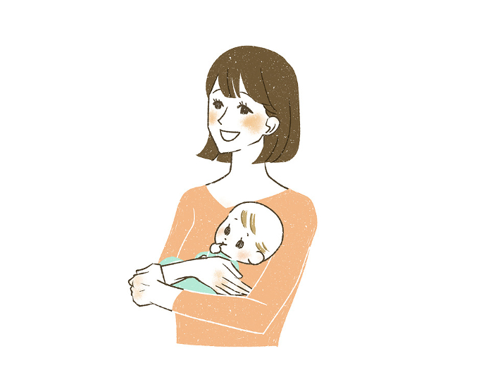 Woman holding a smiling baby