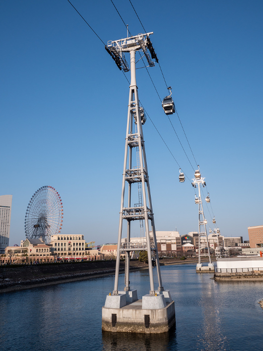 Yokohama Minato Mirai in the evening Ferris wheel and ropeway
