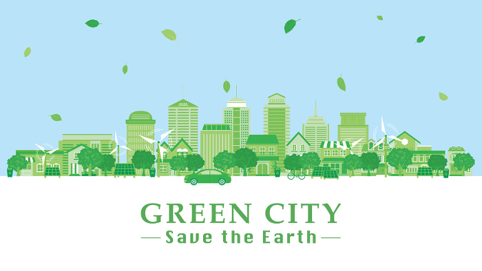 Eco-friendly cityscape (Full HD 16:9 size)