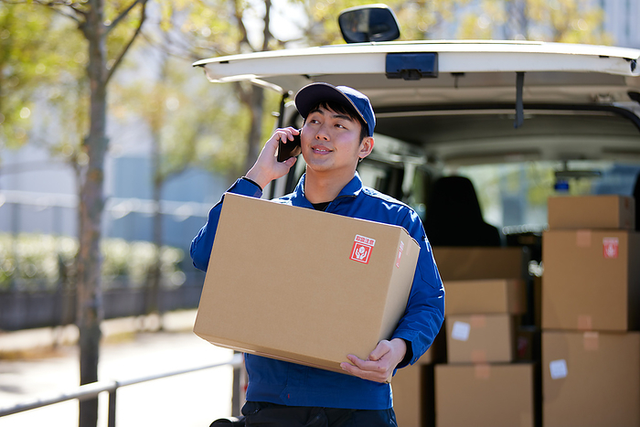 Delivery person driving
