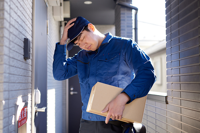 Exhausted delivery person