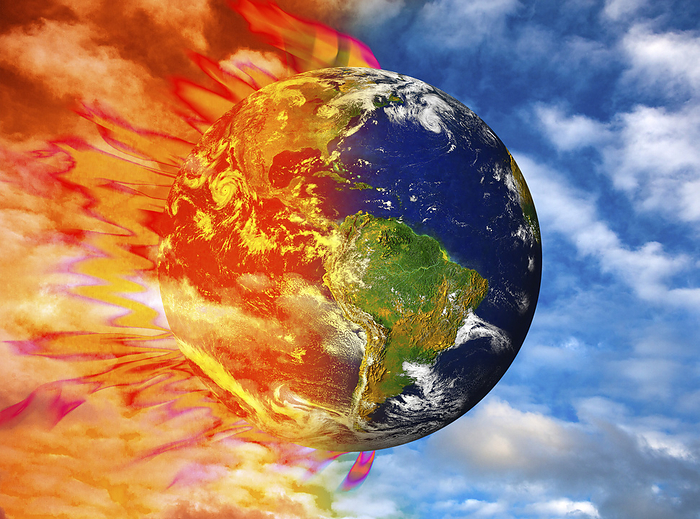 Earth on fire, illustration Earth on fire, illustration., by VICTOR de SCHWANBERG SCIENCE PHOTO LIBRARY