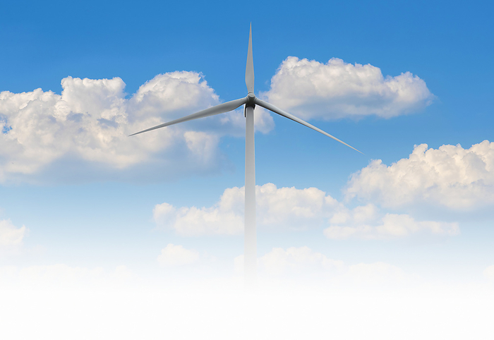 Wind turbine, composite image Wind turbine, composite image. Wind power is an important environmentally friendly alternative to fossil fuels., by VICTOR de SCHWANBERG SCIENCE PHOTO LIBRARY
