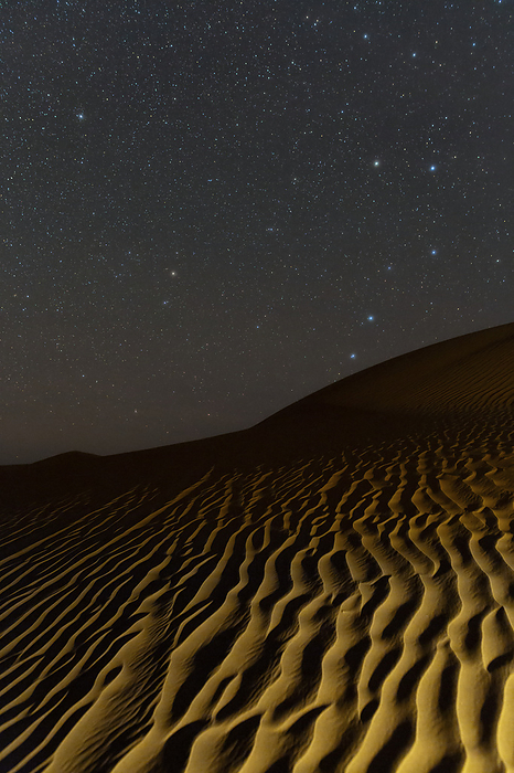 Northern stars over sand dunes, Iran Big Dipper asterism and Ursa Minor constellation over the sand dunes in Central Desert of Iran., by AMIRREZA KAMKAR   SCIENCE PHOTO LIBRARY