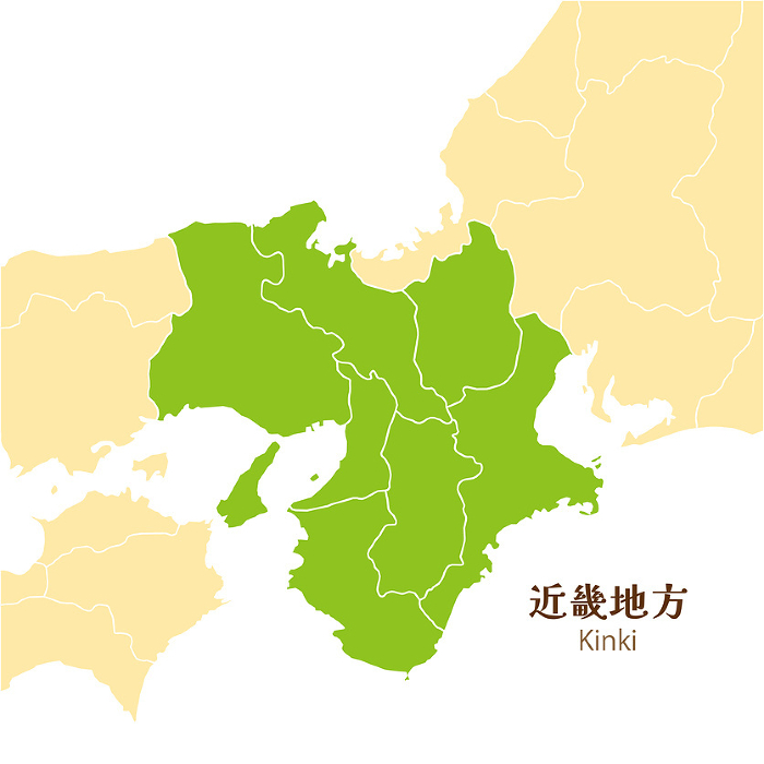 Maps of the Kinki region, Kinki prefectures and surrounding areas, cute pastel-colored maps