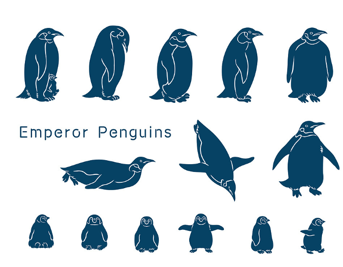 clip art set of emperor penguin