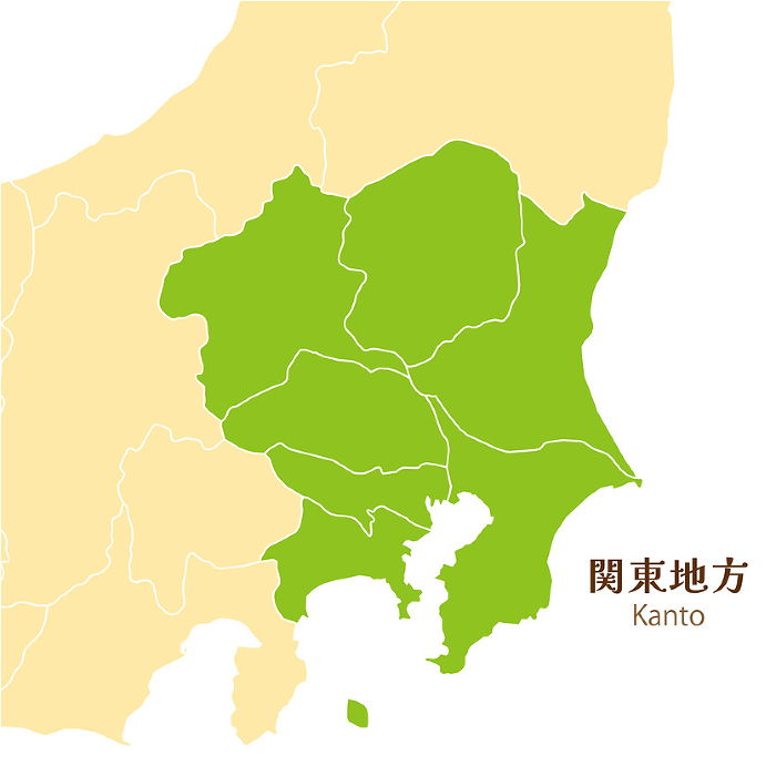 Maps of Kanto region, Kanto prefectures and surrounding areas, cute pastel-colored maps
