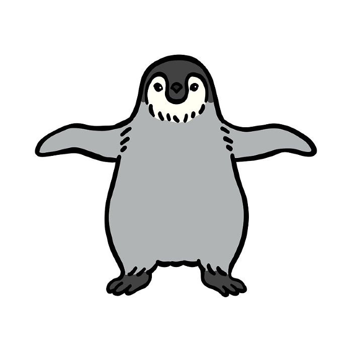 Clip art of child emperor penguin spreading his hands