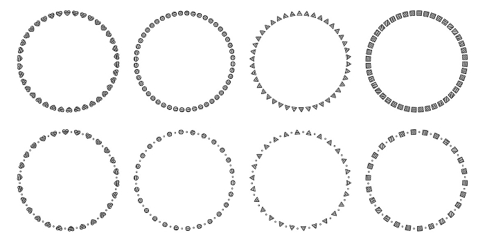 Circular framed set with simple hand-drawn pattern, decorative frames