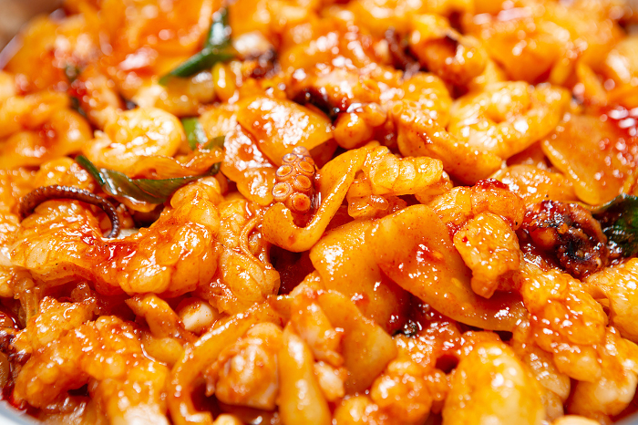 Spicy stir-fried octopus, Korean food