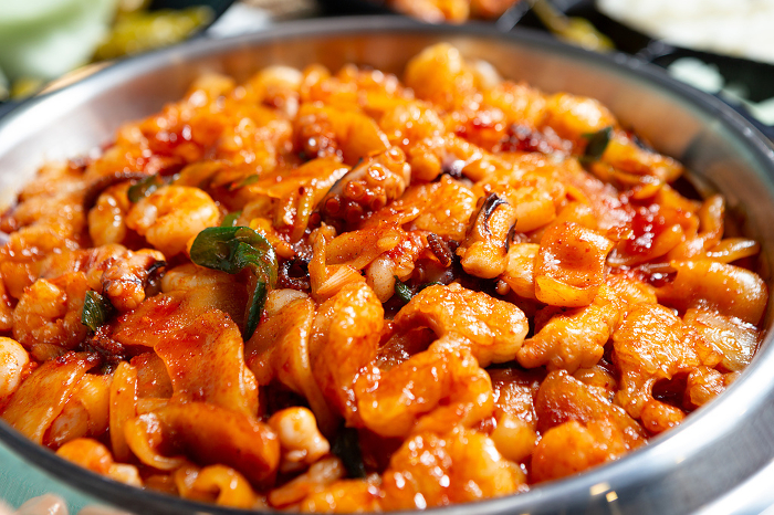 Spicy stir-fried octopus, Korean food