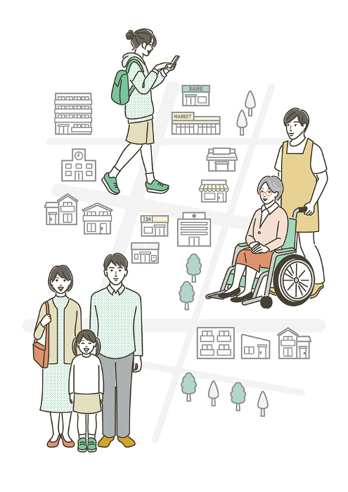 Image of a city where various generations live