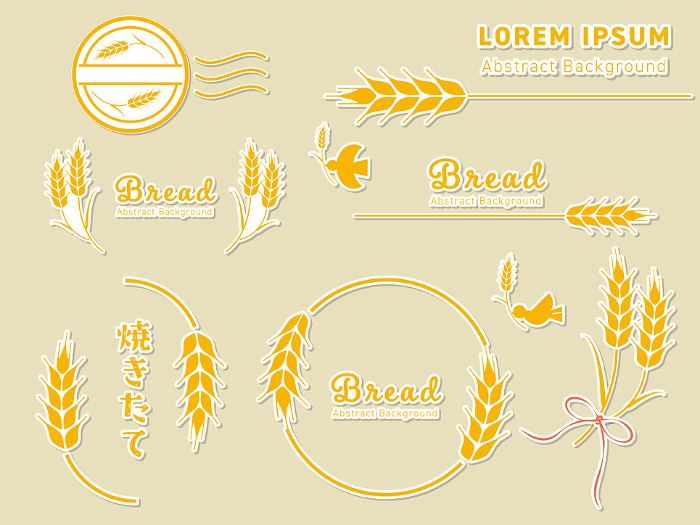 Wheat illustration set (sticker style)