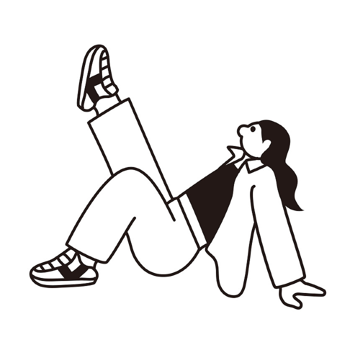 Line drawing vector of a woman raising one leg