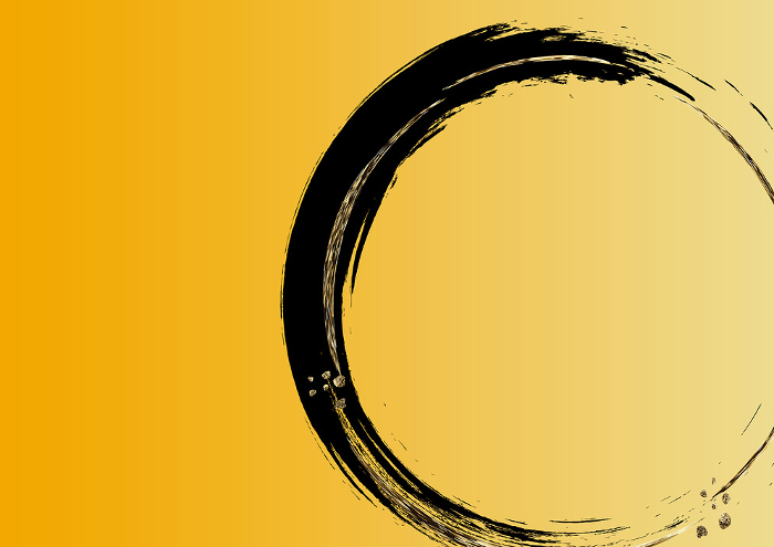 Black and gold circle background with brushstrokes on gold background