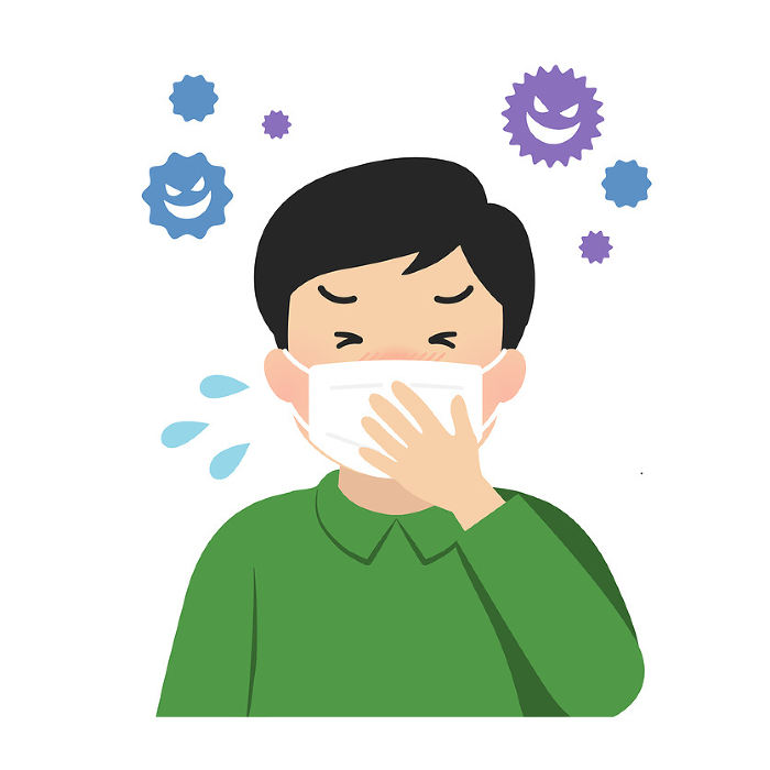 Vector illustration of a man with a cold