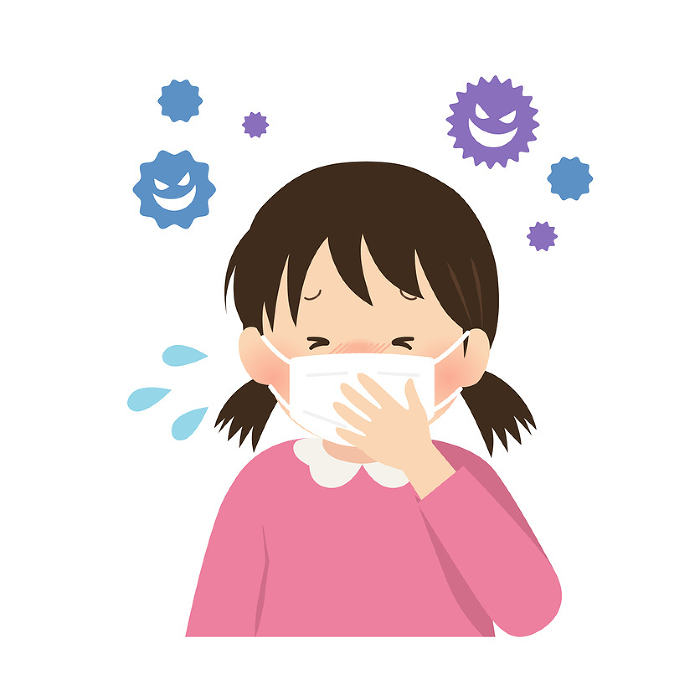 Vector illustration of a girl with a cold