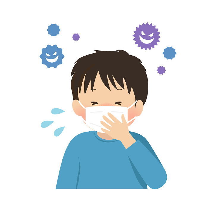 Vector illustration of a boy with a cold
