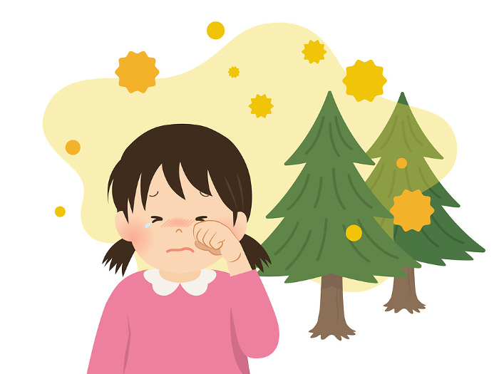 Image girl with painful hay fever symptoms_vector illustration