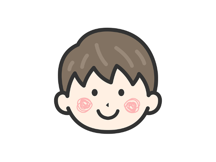 Clip art of boy's face icon (line drawing color)