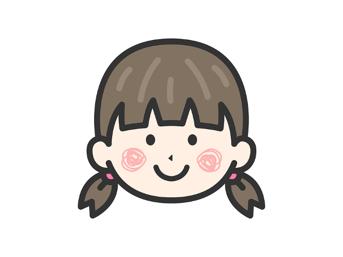 Clip art of girl's face icon (line drawing color)