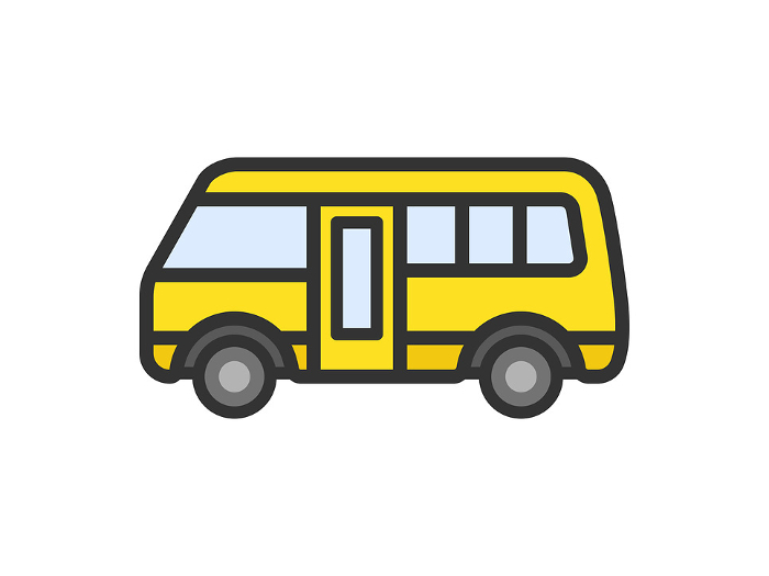 Clip art of school bus icon (line drawing color)