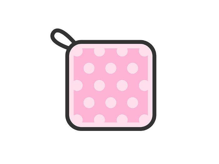 Illustration of a pink, looped towel icon (line drawing color)