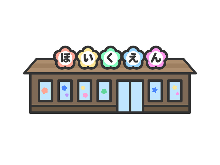 Illustration of nursery school appearance icon (line drawing color)