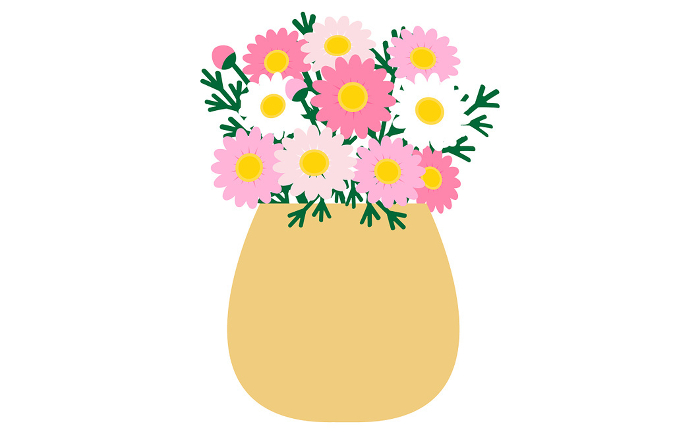 Pink marguerite in beige vase