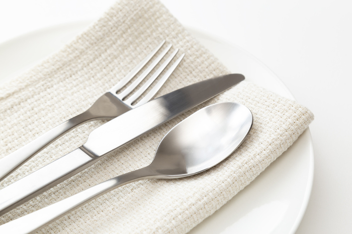 Tableware on white background