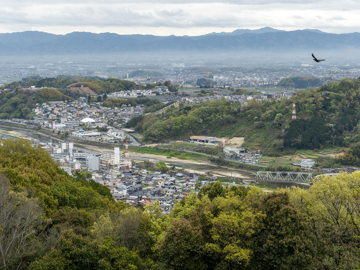 Towns of Sango and Oji in Nara Prefecture as seen from the mountains