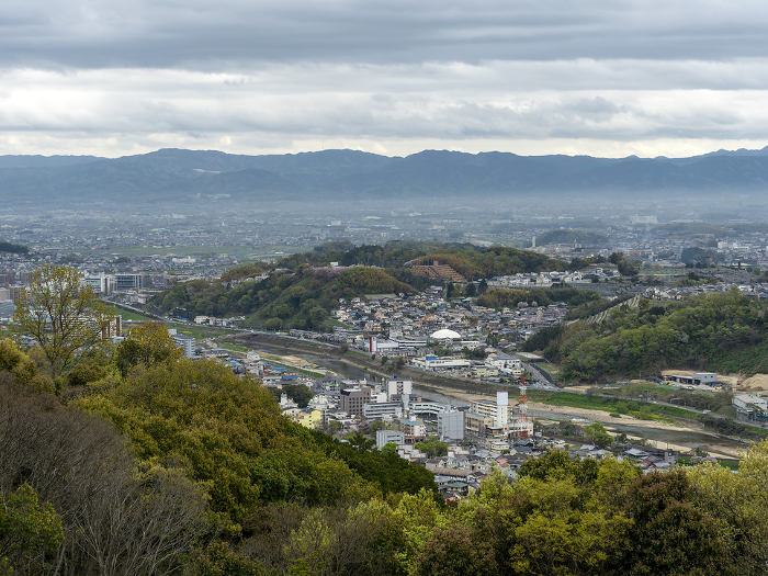 Towns of Sango and Oji in Nara Prefecture as seen from the mountains