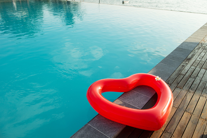 heart lifebuoy in swimming pool