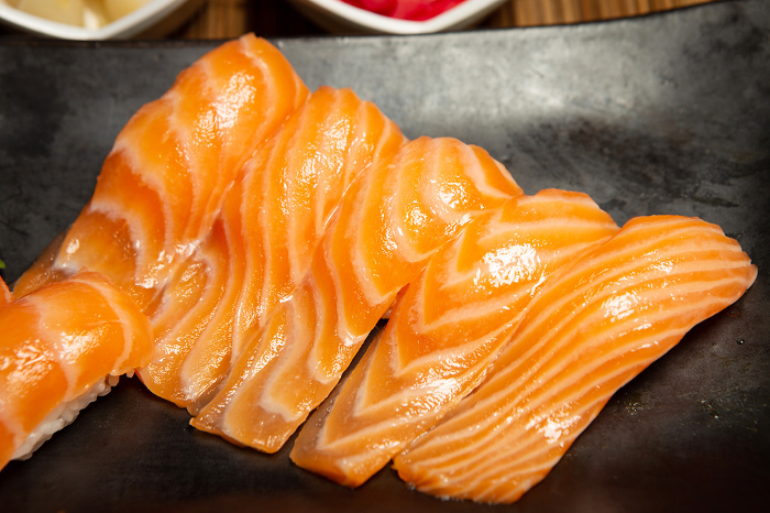 Salmon sushi on a plate