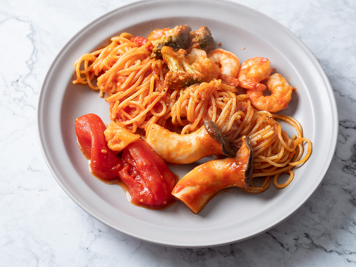 Tomato sauce seafood pasta