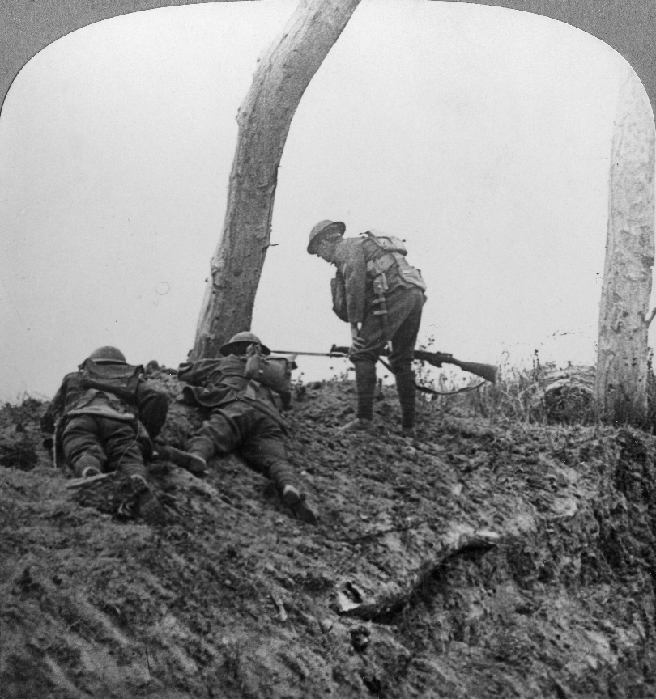  World War I Battle of Passchendaele  September 1917   Battle of Polygon Wood, near Ypres, Flanders, Belgium, World War I, September 1917. British North Country troops attacking a German lair. The Battle of Polygon Wood was part of the larger Third Battle of Ypres  Battle of Passchendaele . Stereoscopic card. Detail.      Local Caption      Battle of Polygon Wood, near Ypres, Flanders, Belgium, World War I, September 1917. Artist: Realistic Travels Publishers 