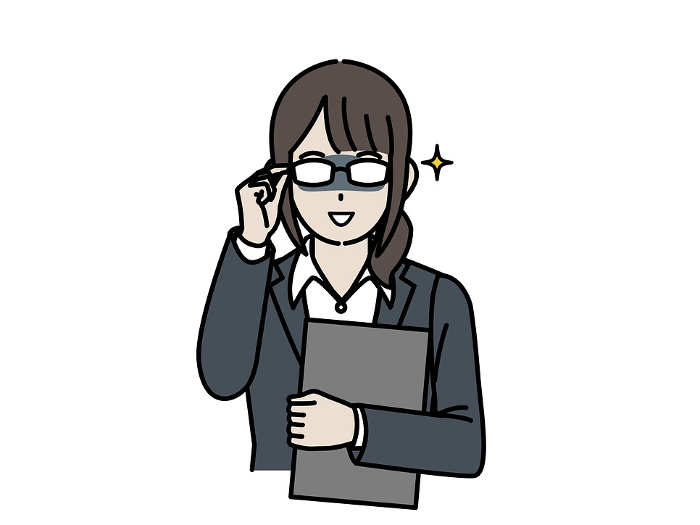 Clip art of female office worker raising glasses