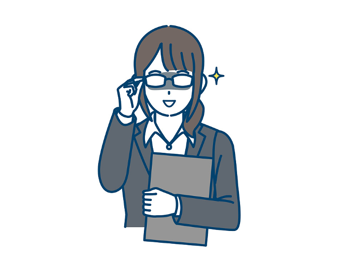 Clip art of female office worker raising glasses