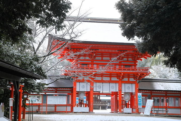 Shimogamo-jinja Shrine in the snow Kyoto City, Kyoto Prefecture