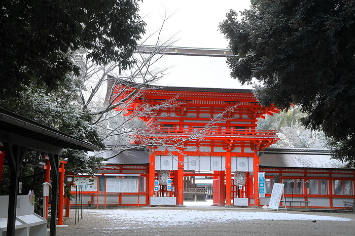 Shimogamo-jinja Shrine in the snow Kyoto City, Kyoto Prefecture
