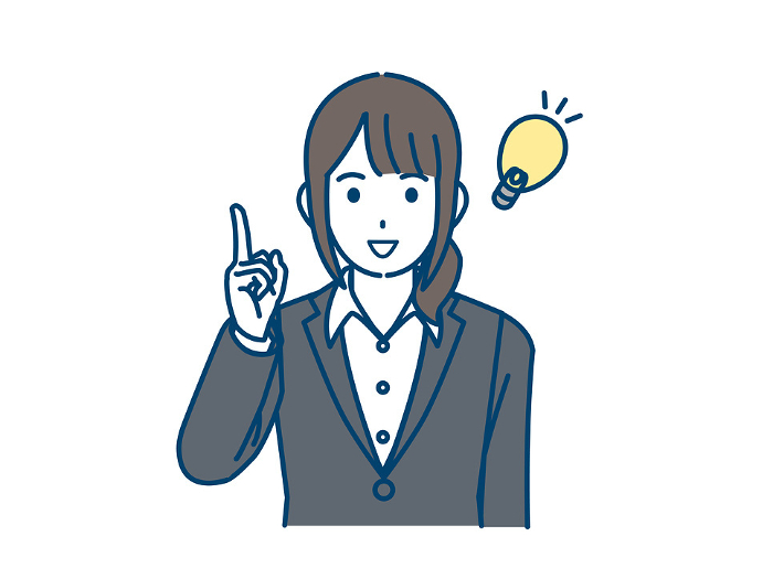 Illustration of a female office worker sparking and coming up with ideas