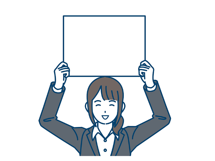 Clip art of female office worker with whiteboard