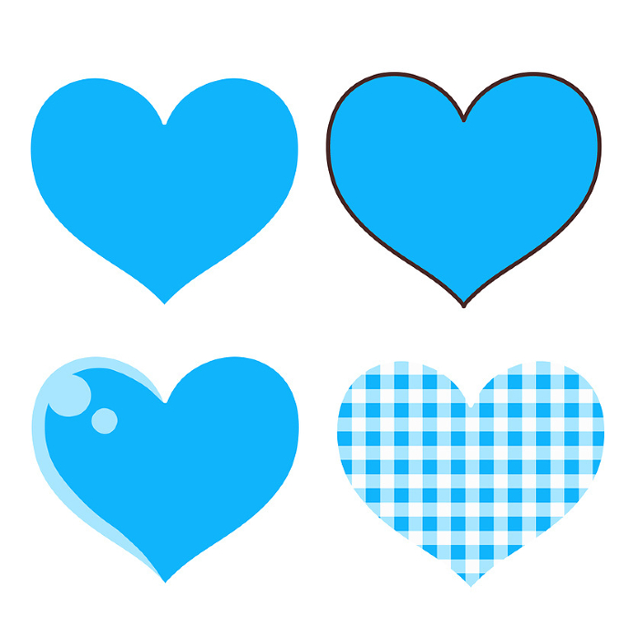 Cute blue heart icon set