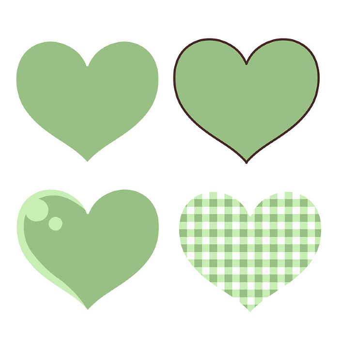 Cute green heart icon set