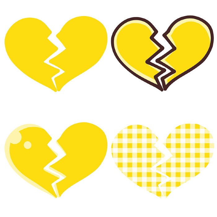 Yellow broken heart icon set